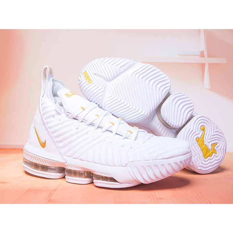 nike lebron 16 white and gold