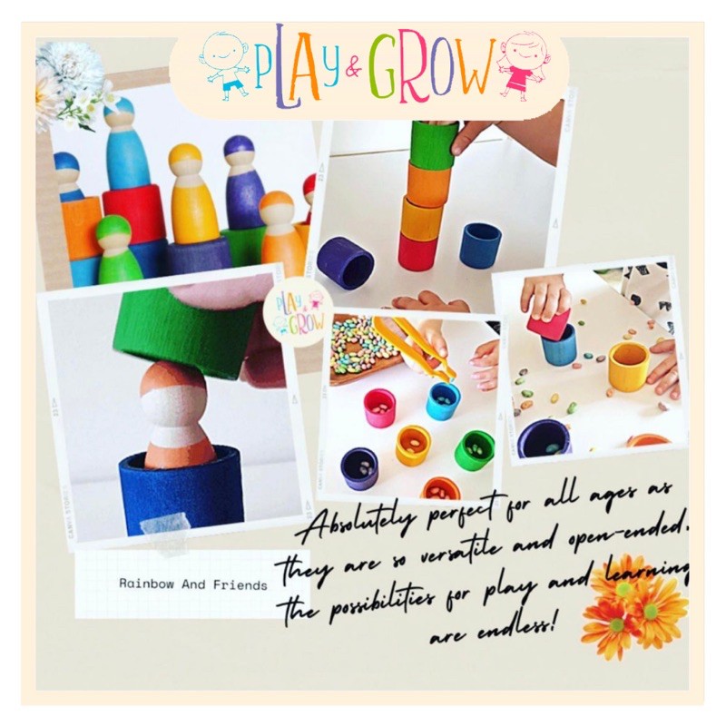 grimms peg dolls in bowls
