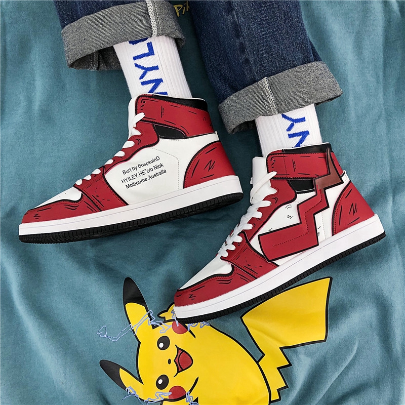 Men Sports Shoe Anime Pokemon Pikachu Squirtle Blastoise Skateboard Shoes  Ruinning High-Top Sneakers | Shopee Philippines