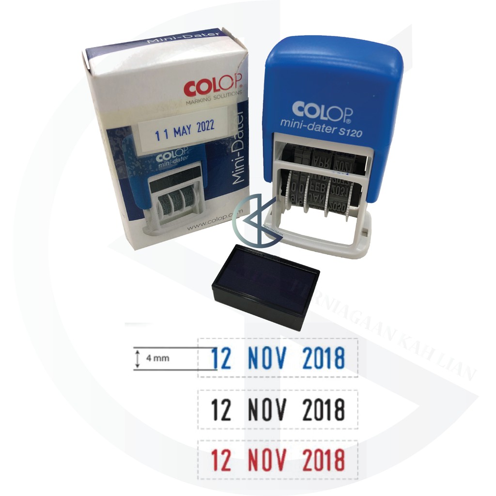 COLOP Mini Dater Stamp Chop Self-Inking / Date Chop Stamp S120 | Shopee ...