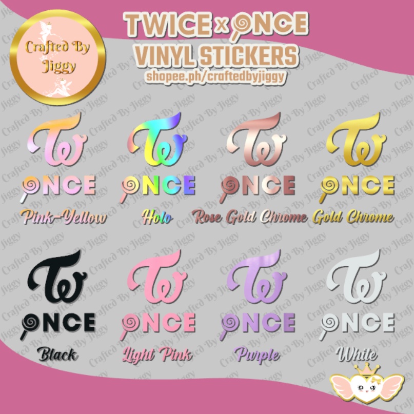 5 Pcs Twice X Once Logo Vinyl Decals 𝐂𝐫𝐚𝐟𝐭𝐞𝐝 𝐁𝐲 𝐉𝐢𝐠𝐠𝐲 Kpop Waterproof Holographic Stickers Shopee Philippines