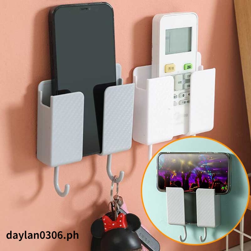 Wall Phone Holder Mount Storage Box,Self Adhesive Wall Hook Organizer ...