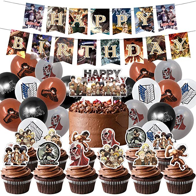 Anime Theme Attack On Titan Birthday Party Suit Anime Pull Flag Balloon Cake Row Party Decoration Shopee Philippines