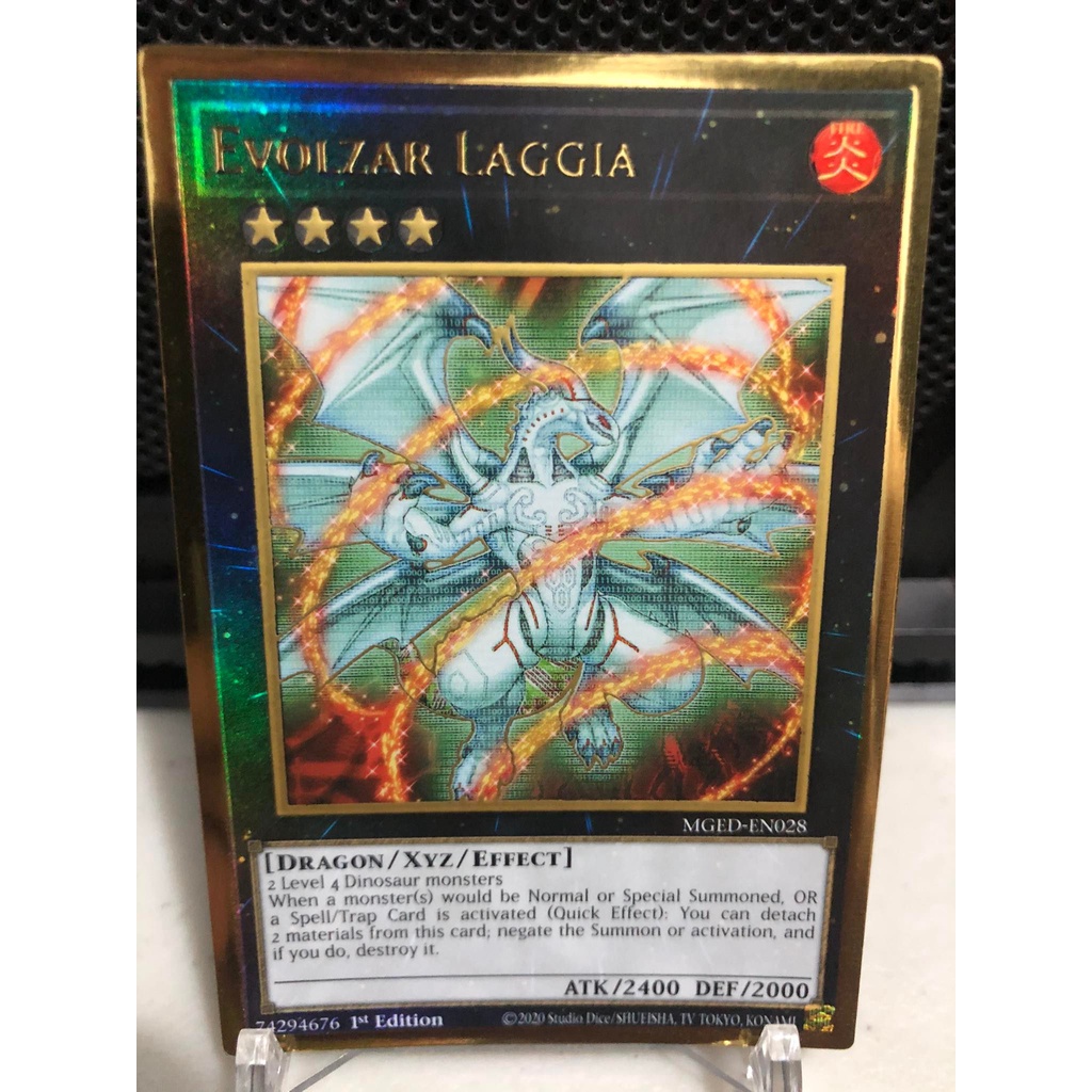 Yugioh 1x Evolzar Laggia MGED-EN028 Premium Gold Rare 1st Ed