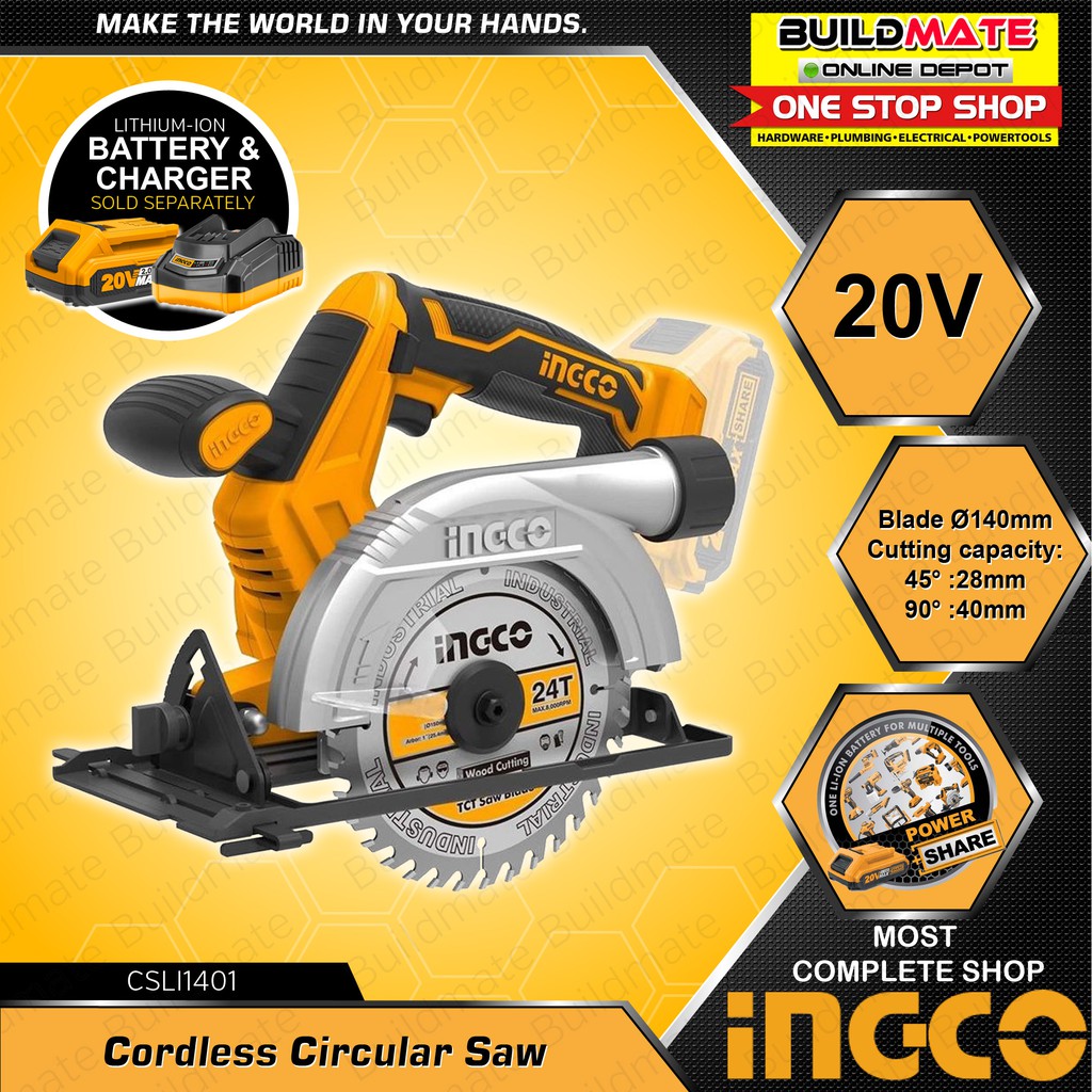  INGCO  Cordless Circular Saw CSLI1401  20V POWERSHARE 