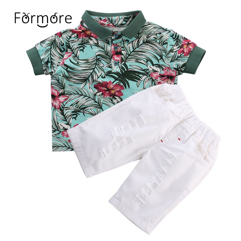 baby kids summer outfits casual daily holiday summer top Tee+short pants set