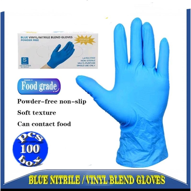 Synthetic Vinyl-Nitrile Blend Disposable Plastic Gloves Powder Free Latex Free & Rubber Free 