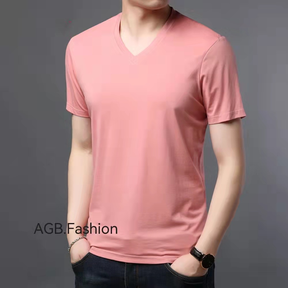 Plain Tshirt Cotton Vneck Tshirt For Men T Shirt For Men Trendy Casual Summer Attire V Neck Tops 7126