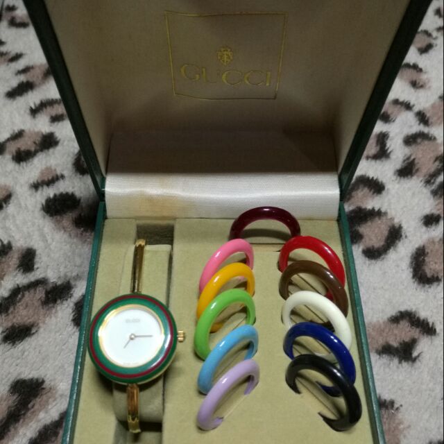 Gucci Gold Plated Interchangeable Bezel Bangle Watch Shopee Philippines