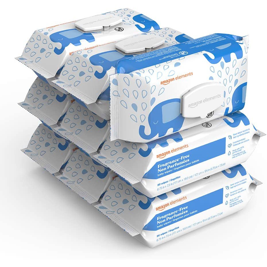 Amazon Elements, New and Improved Baby Wipes, Fragrance Free, 90 wipes ...