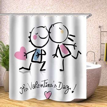 Day Shower Curtain Stick Figure Boy, Boy Girl Bathroom Shower Curtain