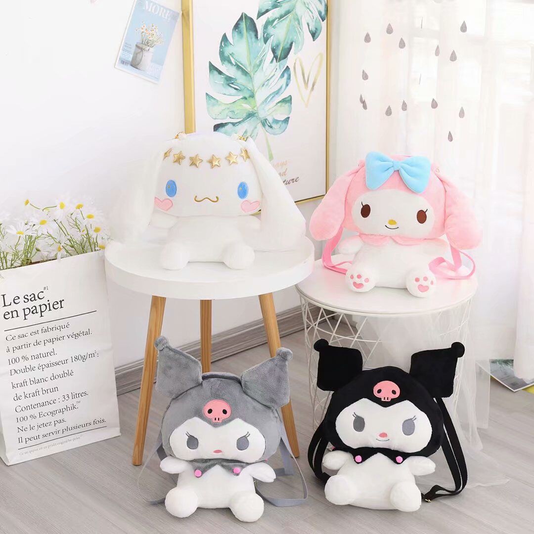 Cute Kuromi My Melody Plush Backpack Japanese Shoulder Bag Cinnamoroll