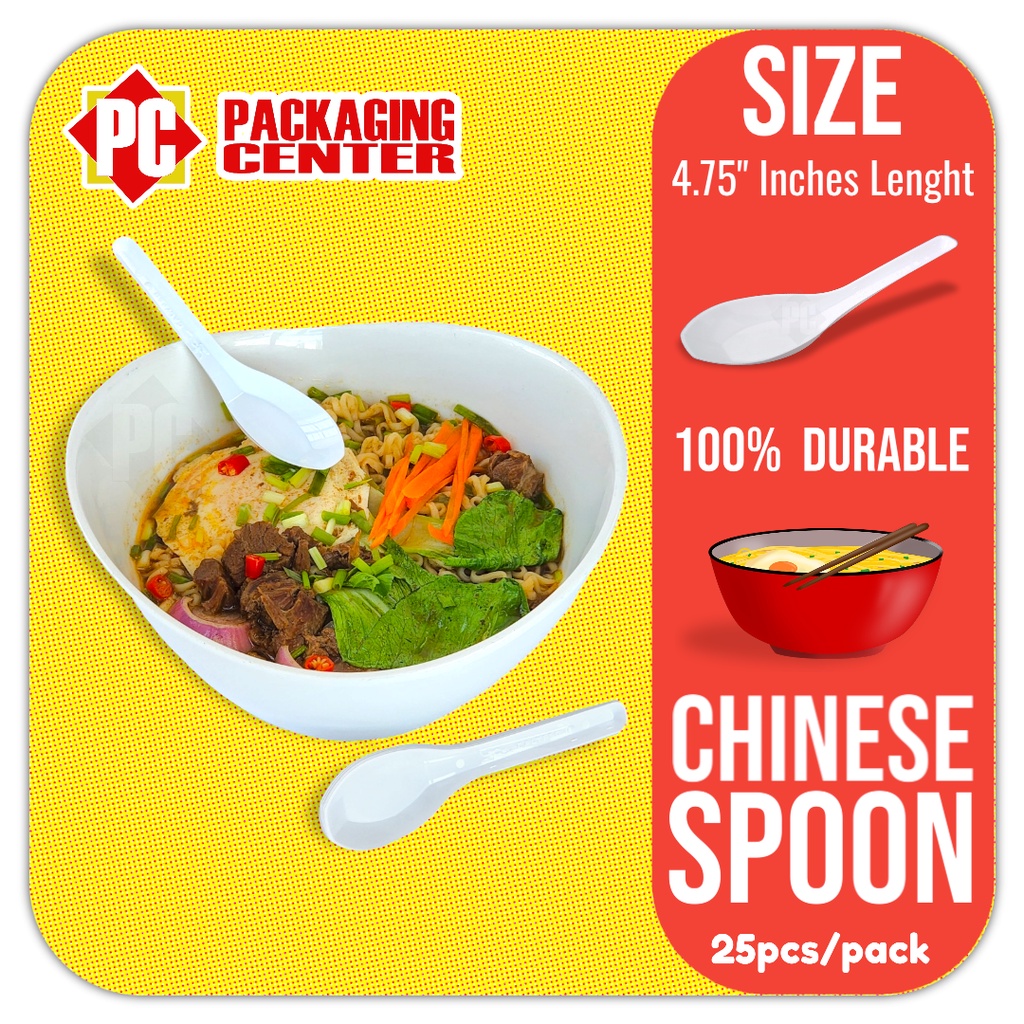 Disposable Chinese Spoon by 25pcs per pack, Pc Packaging Center