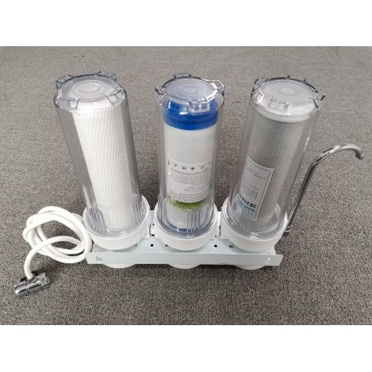 3 Stage Counter Top Water filter including faucet connectors with