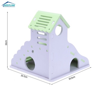 BL Mini Wooden Slide DIY Assemble Hamster House Hamster Hideout Exercise Toy with Ladder Slide #8