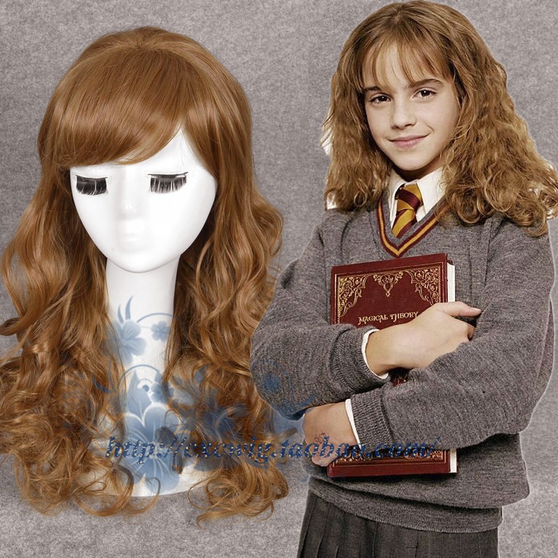 Harry Potter Hermione Granger Medium Long Curly Hair Light Brown