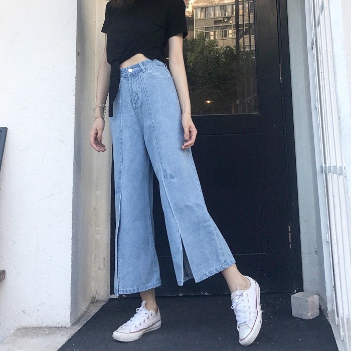 High Waist Wide Leg Jeans Loose Jeans Long Pants | Shopee Philippines