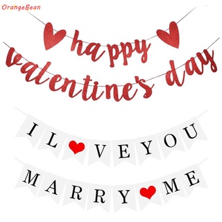 I Love You Happy Valentin's Day Marry Me Wedding Banner Backdrops Party Decoration #1