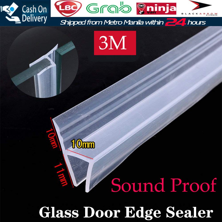 3m 10mm H Shape Glass Sealing Strips Door Seals Silicone Rubber Shower Room Door Window Seal Bar