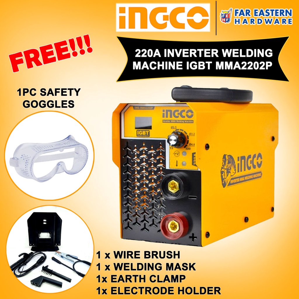 INGCO Inverter Welding Machine IGBT 220A MMA2202P + FREE 1PC SAFETY