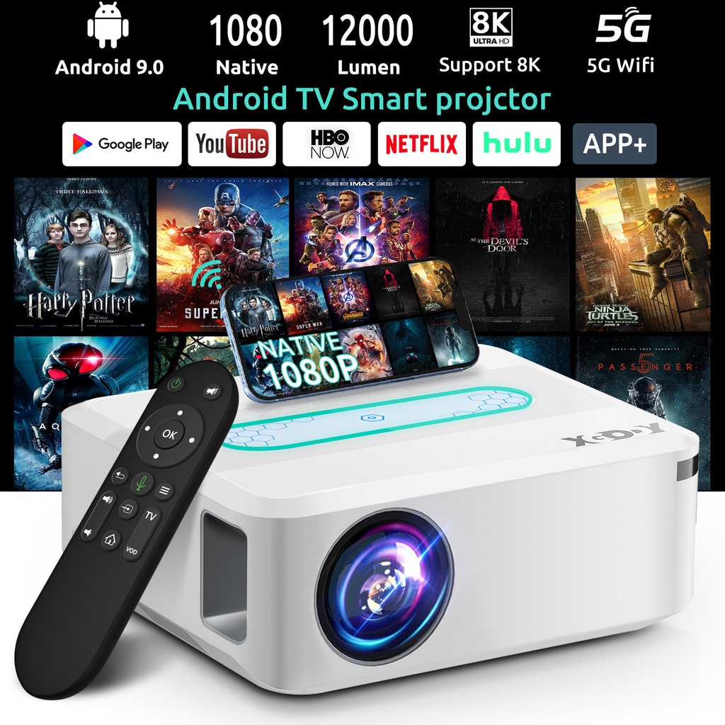 NEW Smart Projector Android Bluetooth 5G WiFi Ultra HD 4K Projectors