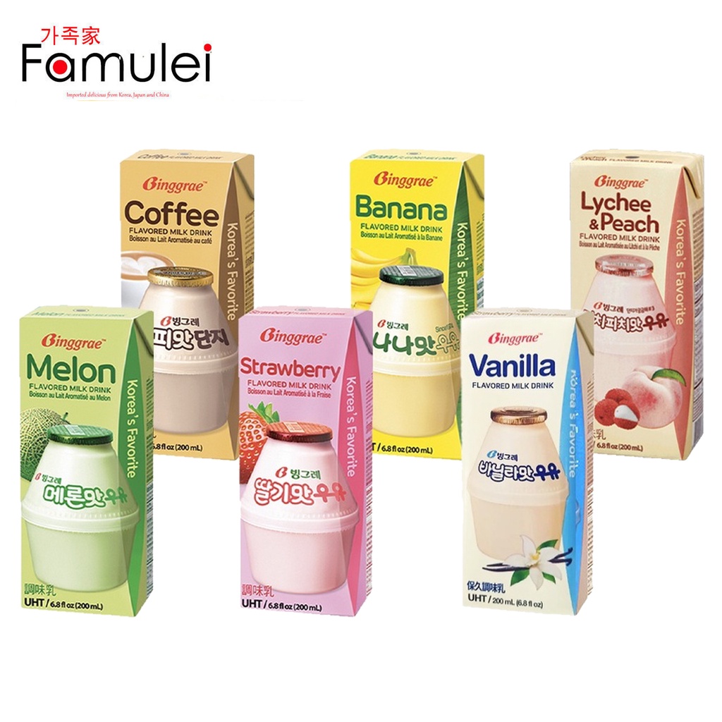 Binggrae Korea Banana/Strawberry/Melon/Lychee & Peach / Vanilla