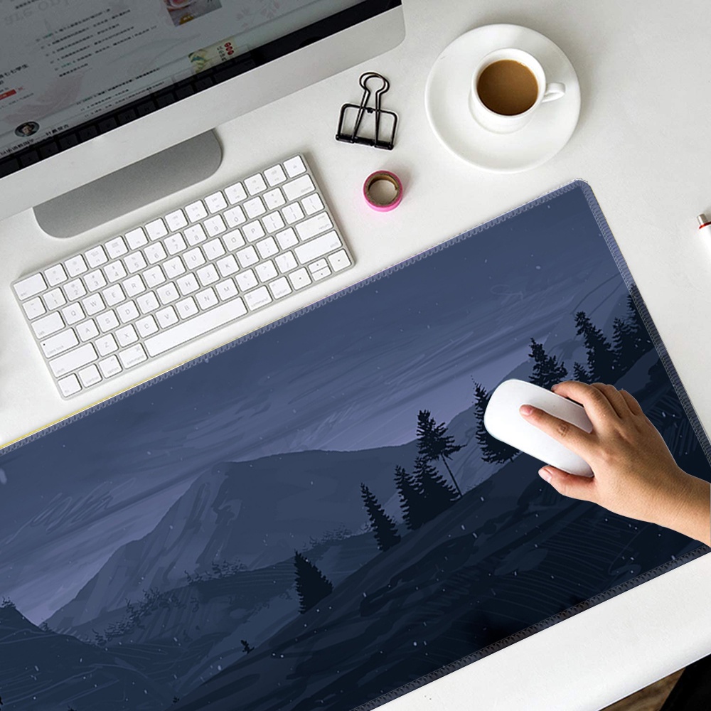 snowy night Mountain Mouse Pad night view Extended Mousepad Large