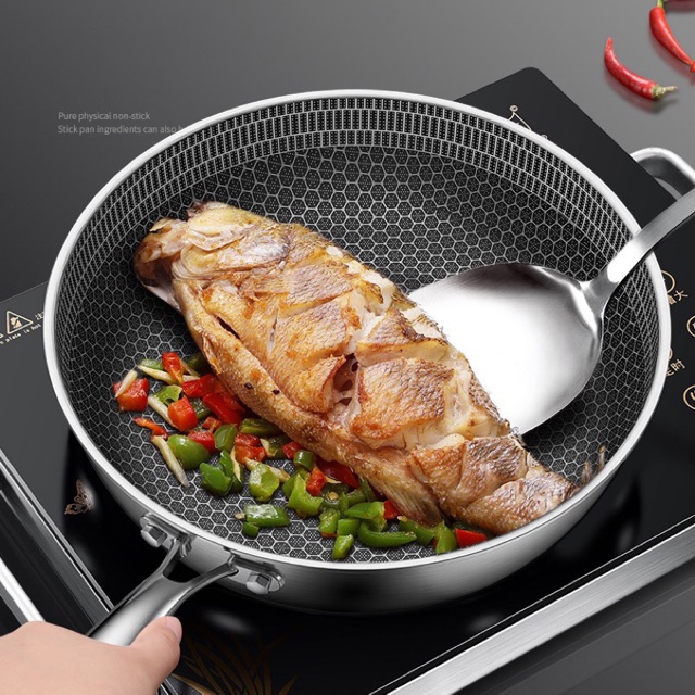 eavu.ph 30cm Stainless steel non-stick frying pan/can Induction cooker ...