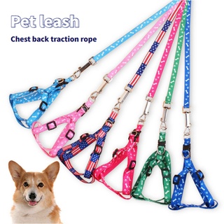 Pet Leash Dog/Cat Adjustable Chest Back Leash Printed traction rope