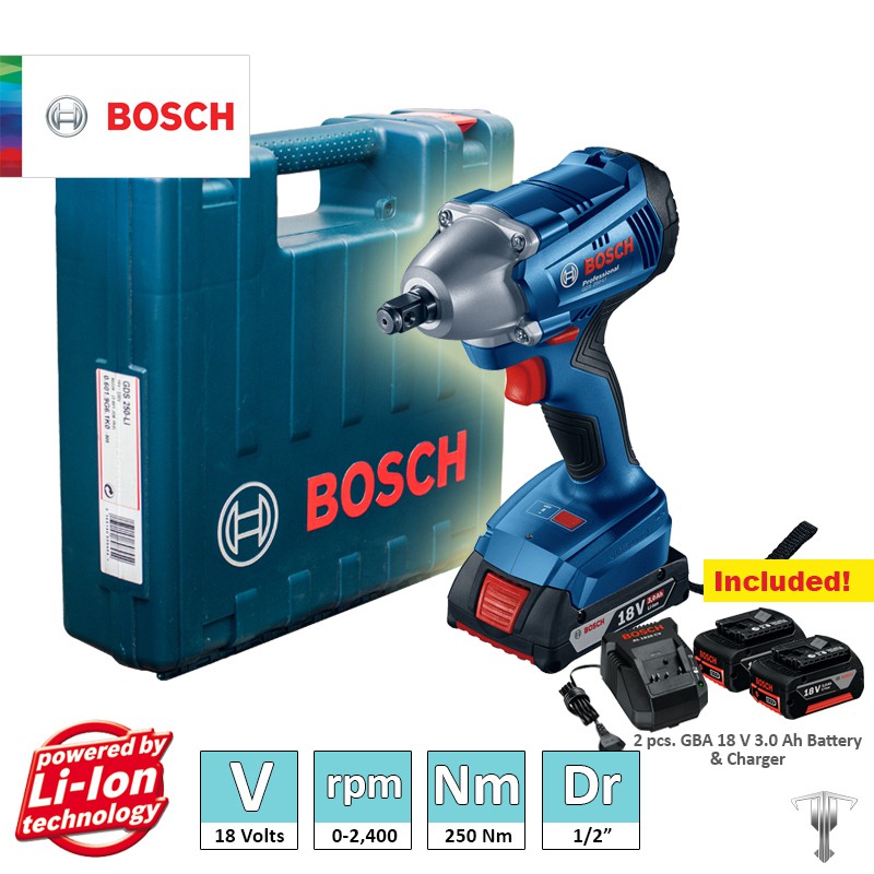 Bosch Gds 250 Li Professional 18 V Impact Wrench Kit Set Shopee