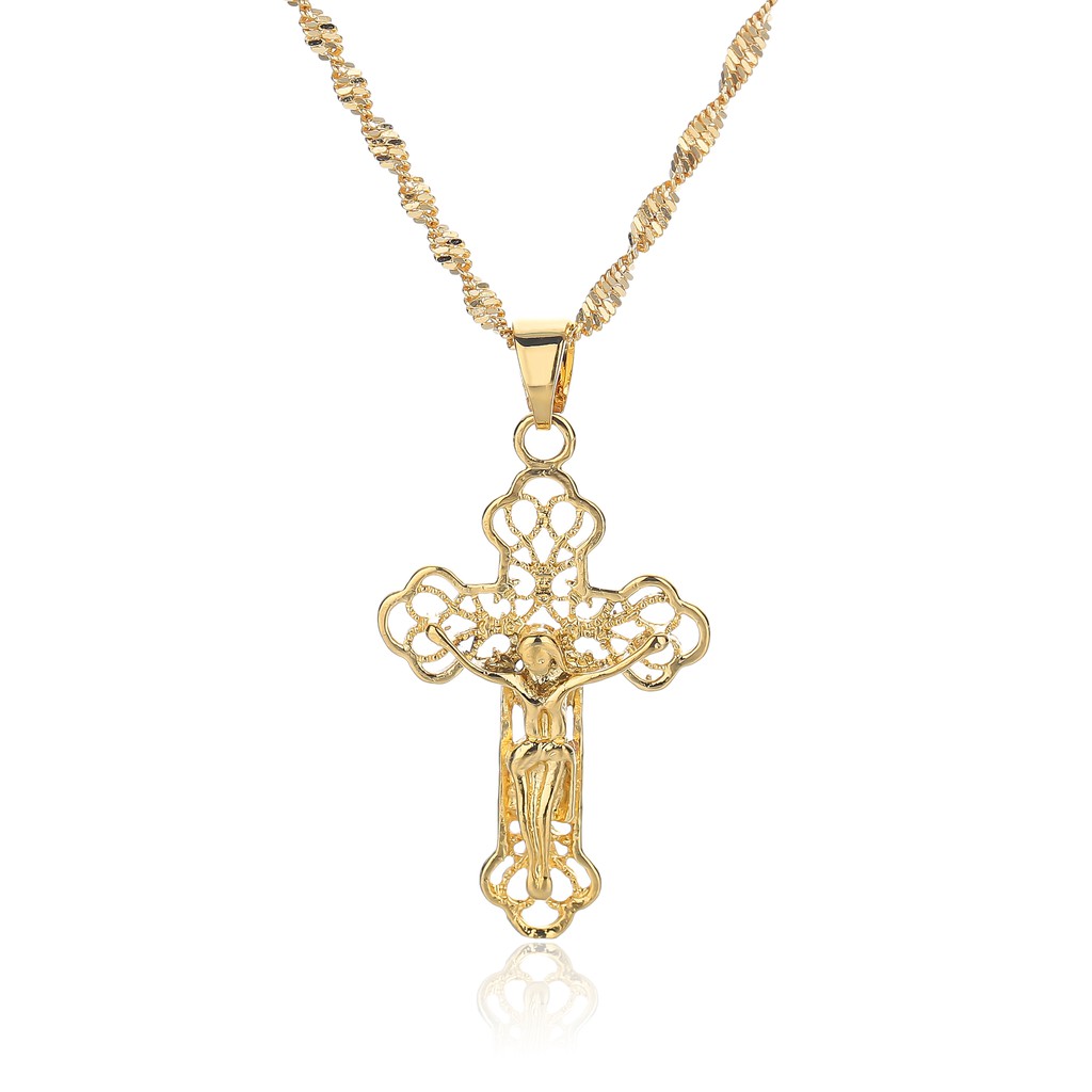 Diamante Collection 24k Gold-Plated Cross Necklace | Shopee Philippines