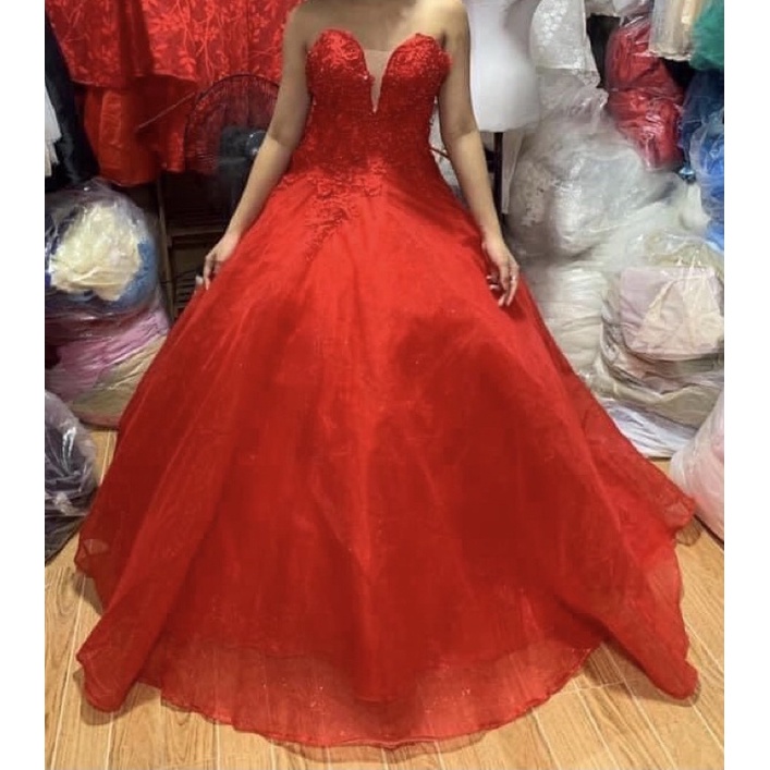 debut gown red