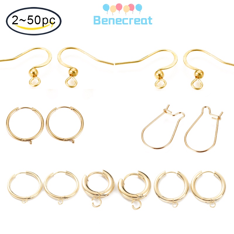 2pc to 20pc 304 Stainless Steel Earring Hooks & Hoop Earring Gold ...