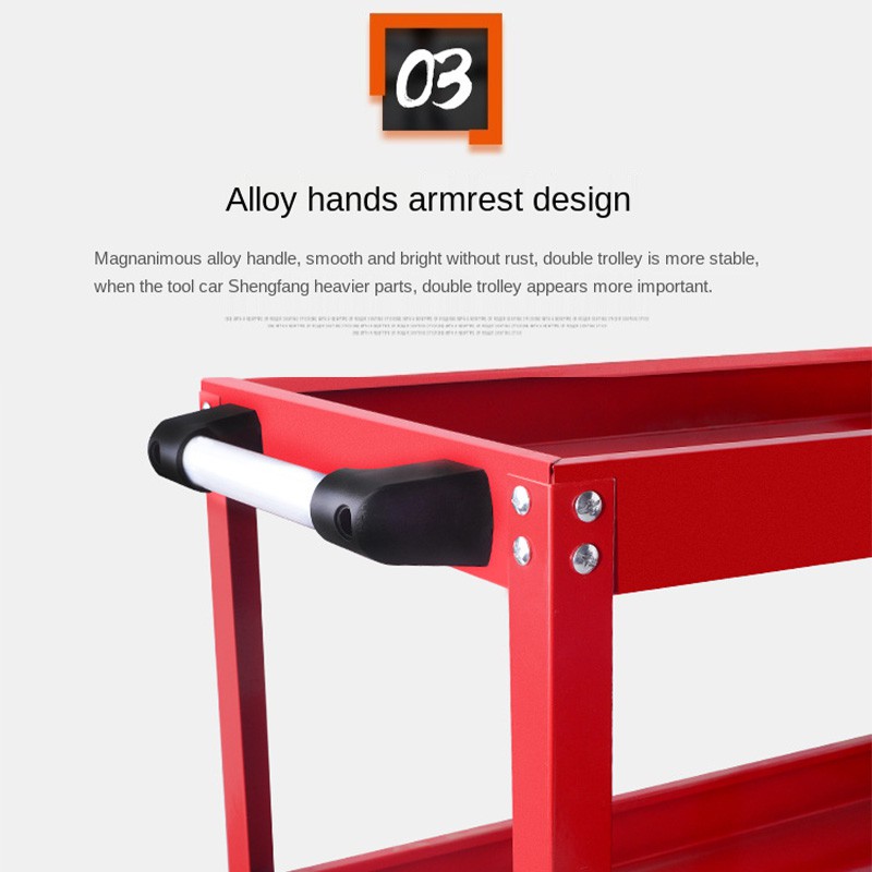 3-Level Garage Storage Heavy Duty Trolley Rolling Steel Tool Cart Dollies bearing 150kg Tools Cart