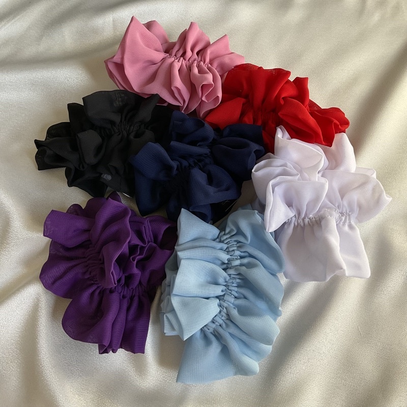 Ruffled Scrunchies (Chiffon Material) | Shopee Philippines