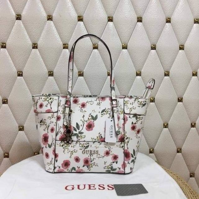 guess white floral bag