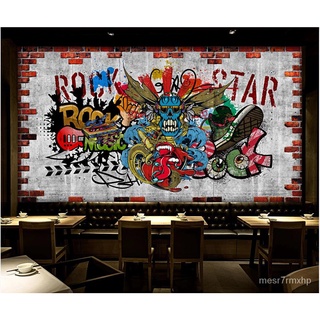 ⋮ Custom photo mural 3d wallpaper Brick Wall Graffiti Rock Hip Hop KTV Music Bar home decor living  #1