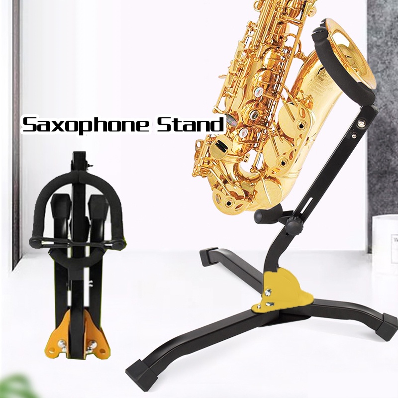 No Assemble Needed Boshen 2 Pack Portable Saxophone Holder Stand Adjustable Folding Alto/Tenor Sax Stand Tripod Saxophone Metal Stand Holder 