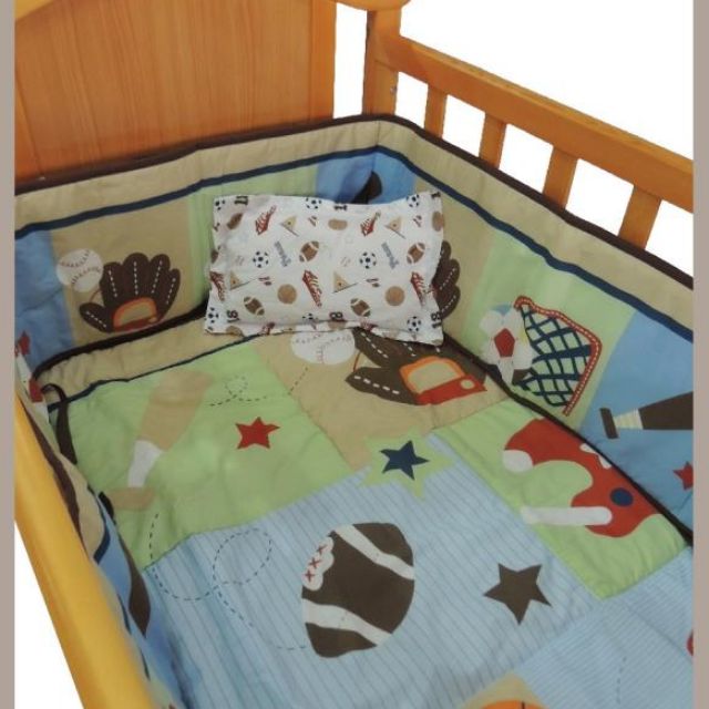 4pc Cotton Crib Bedding Set Brown Sports Shopee Philippines