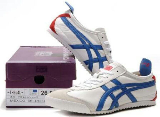 asics onitsuka tiger white blue red nippon