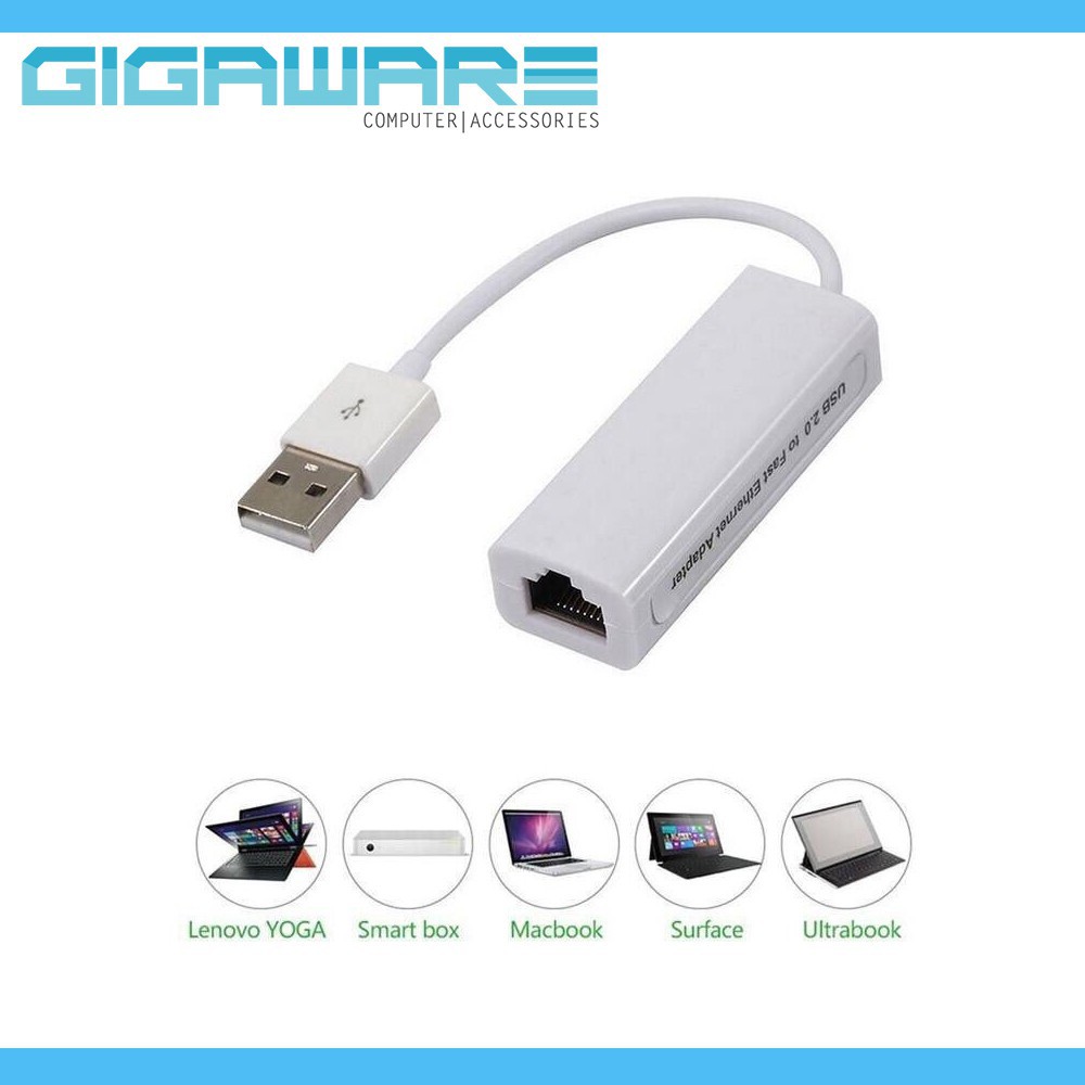 Gigaware USB 2.0 to RJ45 Lan Network Adapter Card (White