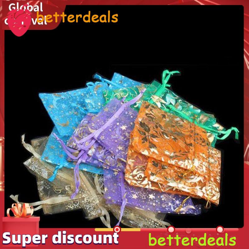 50pcs Organza Jewelry Candy Sheer Pendent Mixed Color Mini Gift Pouch Bags Decor 