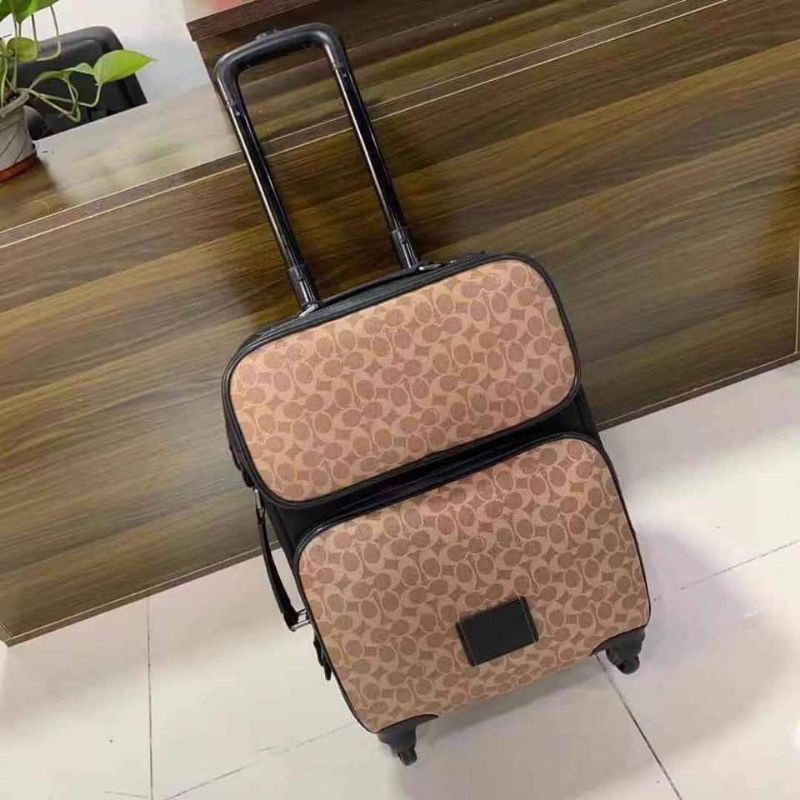 Coach Academy Travel Wheeled Carry On In Signature Canvas Luggage Bag
