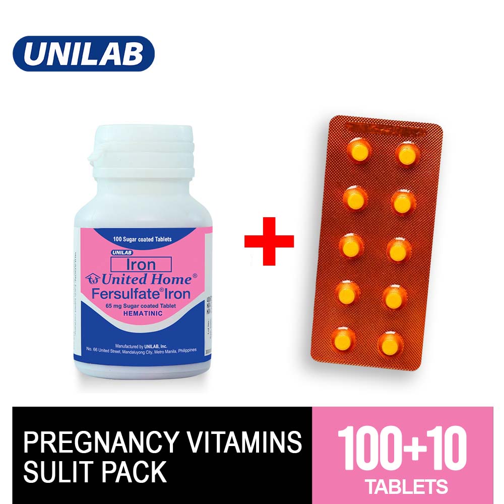 Pregnancy Vitamins Sulit Pack United Home Fersulfate Iron 100s