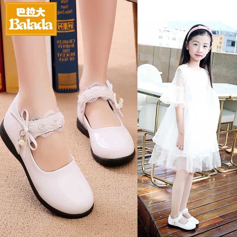 Little Girl Student Princess White Leather Shoes Single Piano