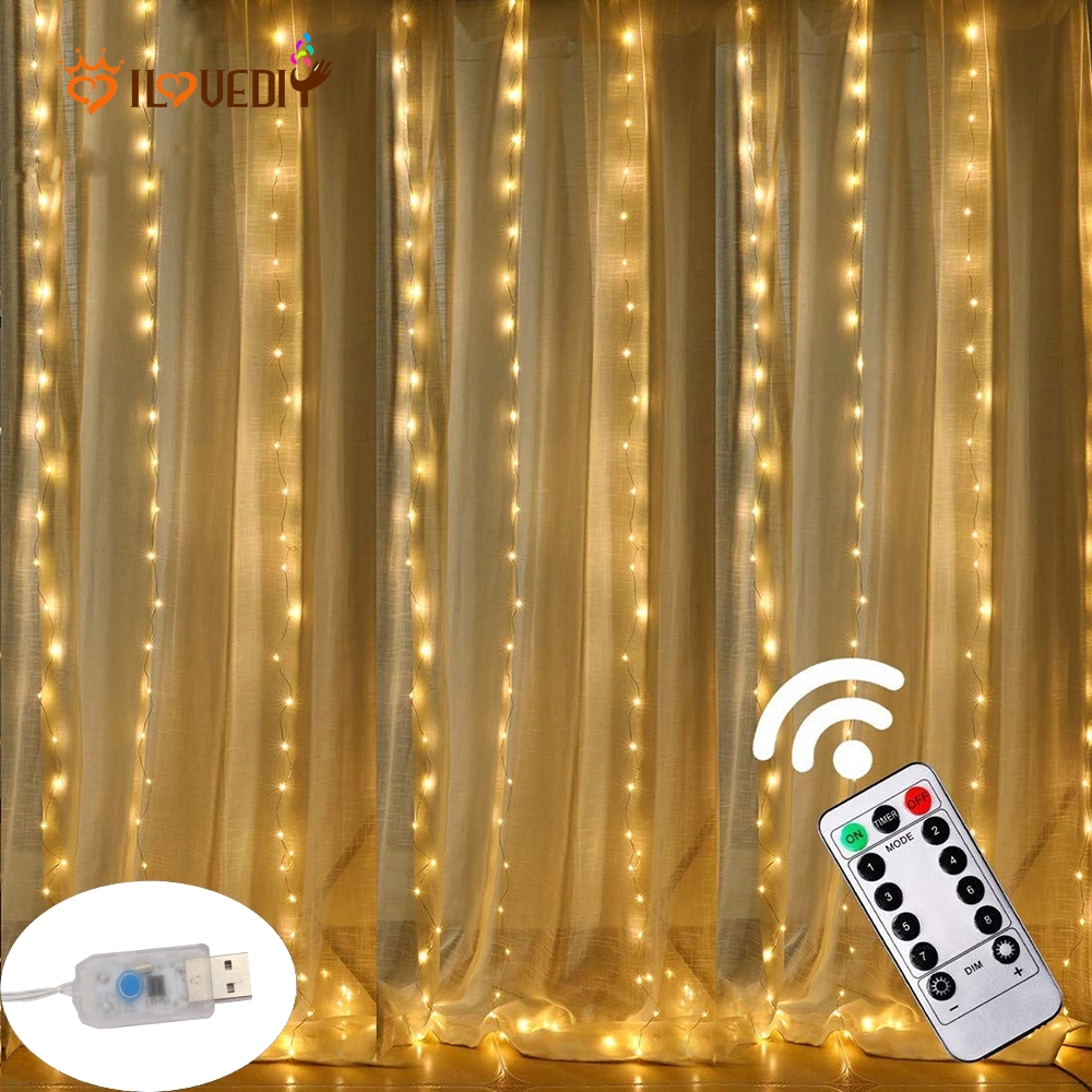 Hl Window Curtain String Light 300 Led 8 Lighting Modes Copper Wire Fairy Lights Room Curtain Hanging Lights Remote Control Usb Powered Waterproof Twinkle Star Lights For New Year