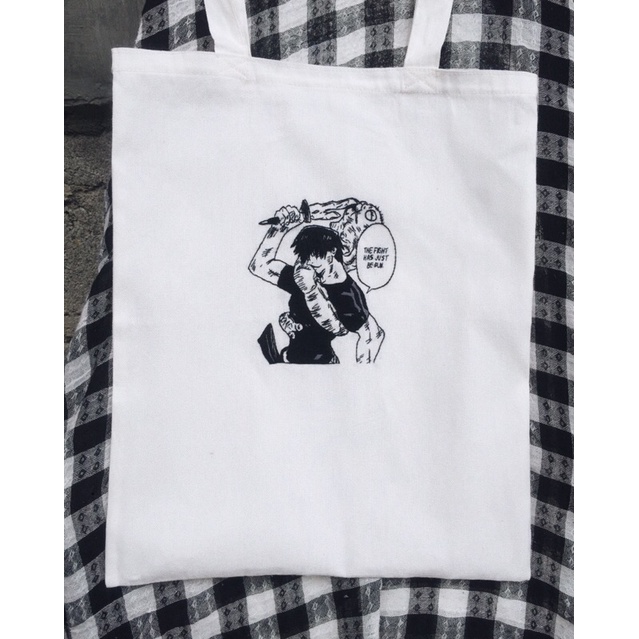 toji fushiguro hand embroidered tote bag | Shopee Philippines