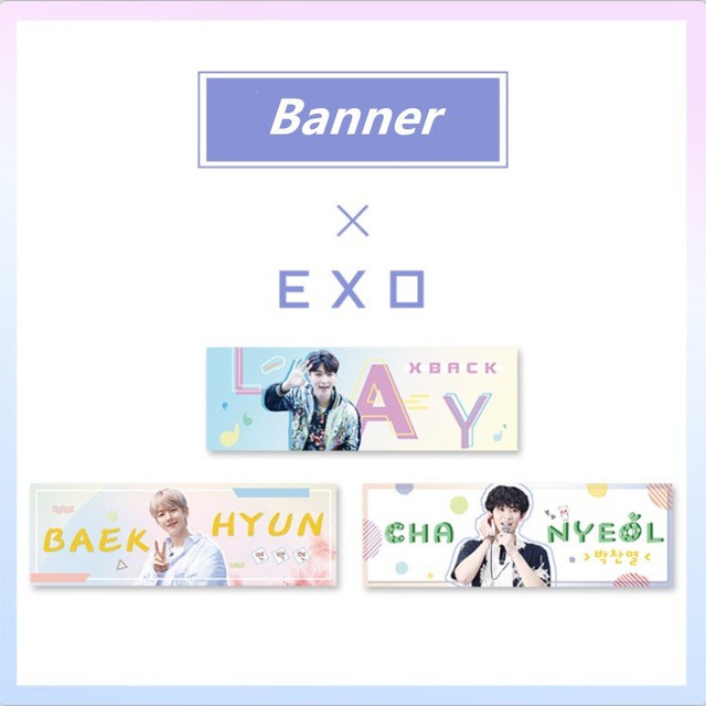 Kpop Exo Fabric Banner Hang Up Poster Hand Holder Solgan Shopee