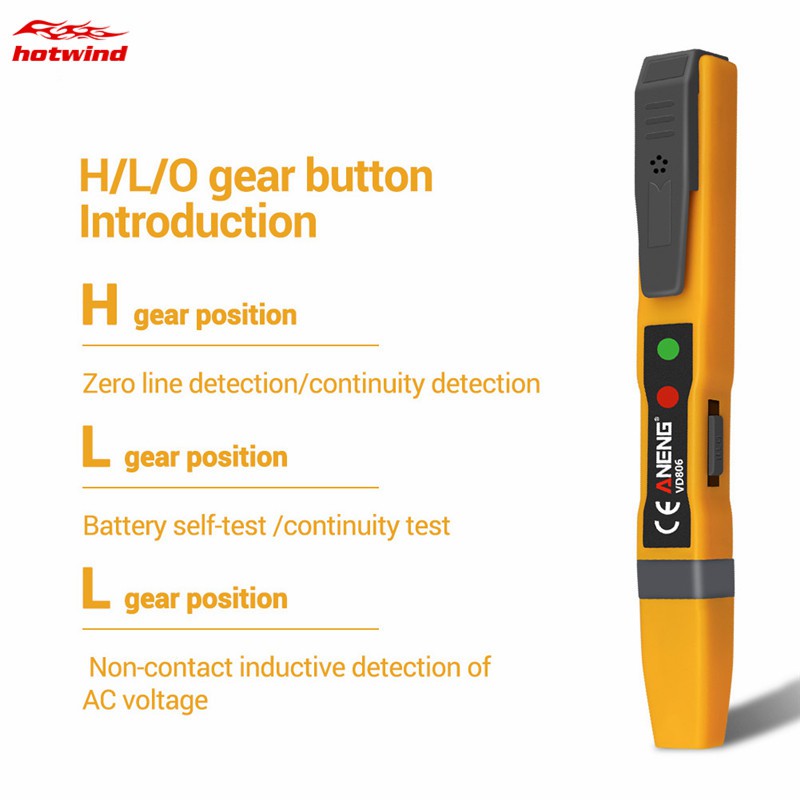 VD806 Electric Voltage Tester Multifunctional Non-Contact Pen Tester AC//DC Voltage Detector Electric Continuity Battery Test Pencil with Sound Light Alarm
