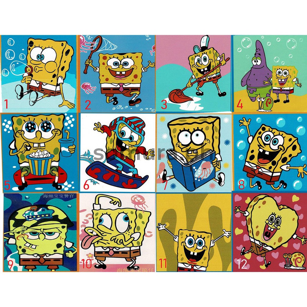 P01 SPONGEBOB Paint By Numbers Kit 20x20 CM FRAMED for kids (PAINT20CMP ...